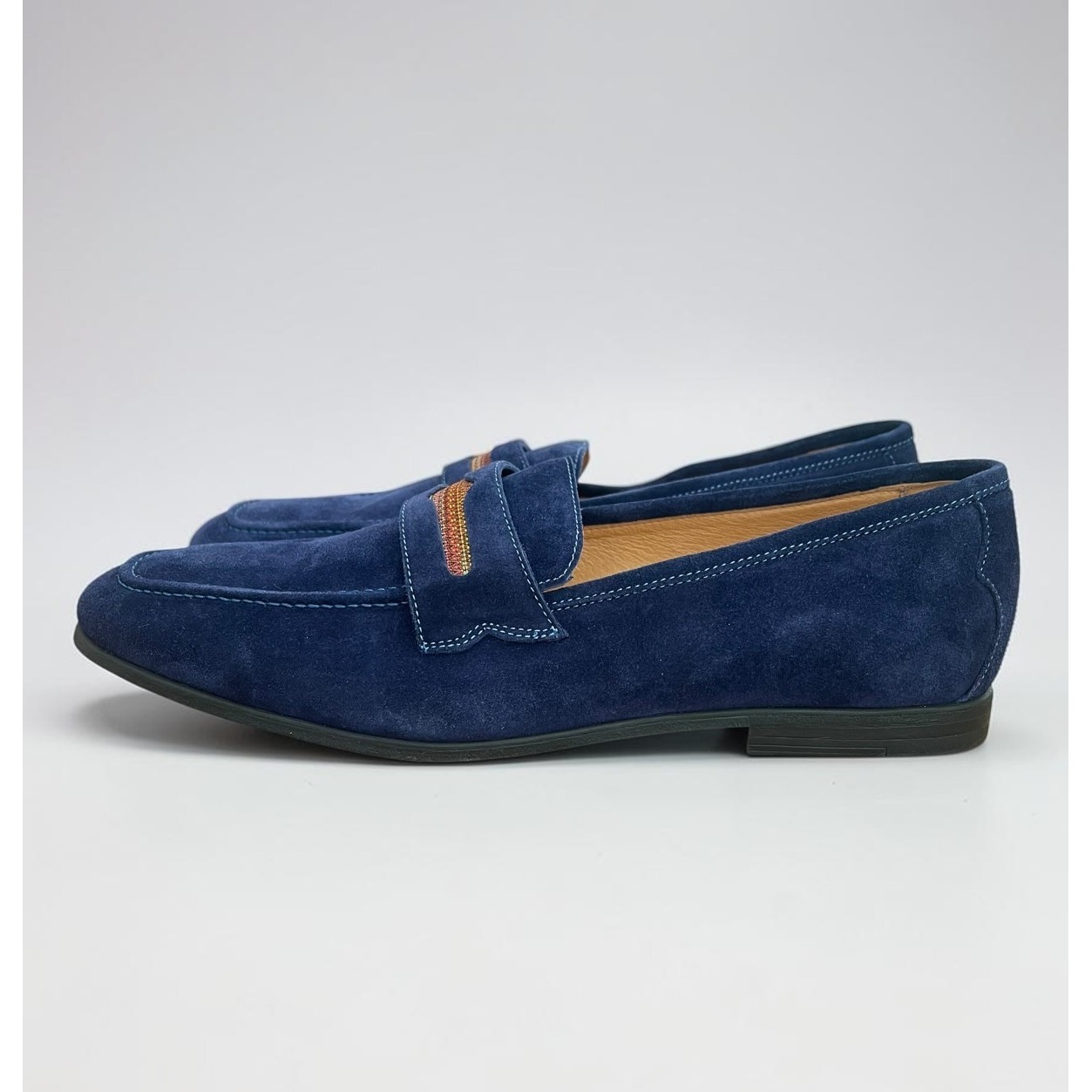 Robert Graham Sandhills Navy Blue Suede Penny Loafers Slip Ons Size 13 D - Italy